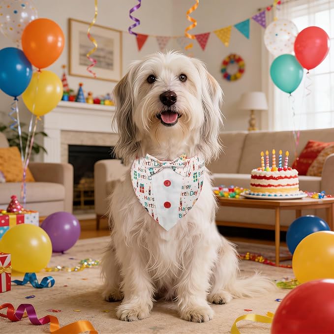 Dog Birthday Tuxedo Bandana Collar with Bow Tie
