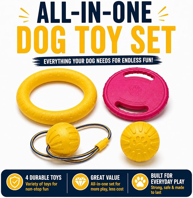 4-Piece Floating Dog Toy Set, Medium & Large Dogs