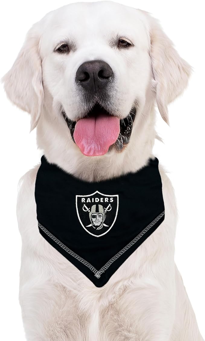 Pets First NFL Las Vegas Raiders TIE Bandana, Large/X-Large. Dog Bandana Scarf Bib for Pet Cat Dog. The Ultimate Game-Day, Party Bandana