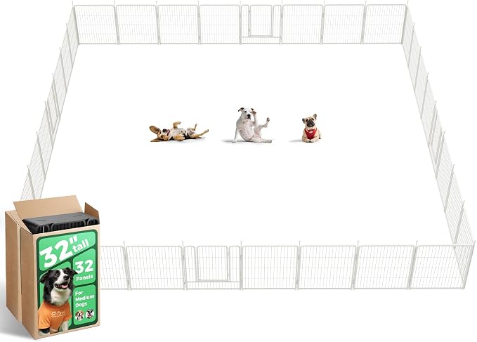 FXW Rollick Unleashed Dog Playpen, 32in, 32 Panels, Small/Medium, White