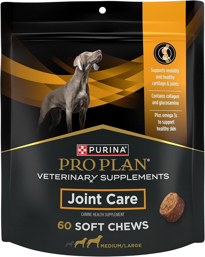 Purina Pro Plan Veterinary Large Breed Dog Joint Care Supplement with Glucosamine, Chondroitin, and Collagen to Support Hip and Joint Health – 60ct Pouch