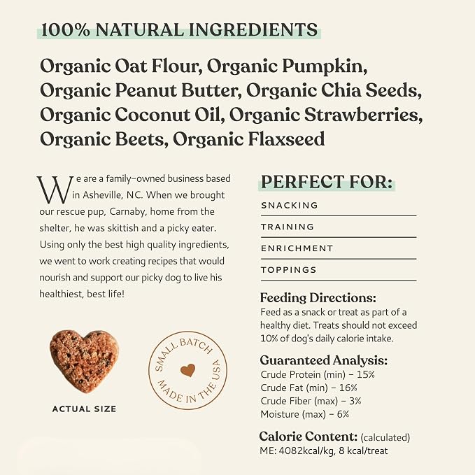 Love Bites Healthy Natural Dog Treats, Oven Baked Dog Cookies with Peanut Butter, Strawberry & Beet, Grain Free Limited Ingredient Snacks for Dogs, 2 Pack