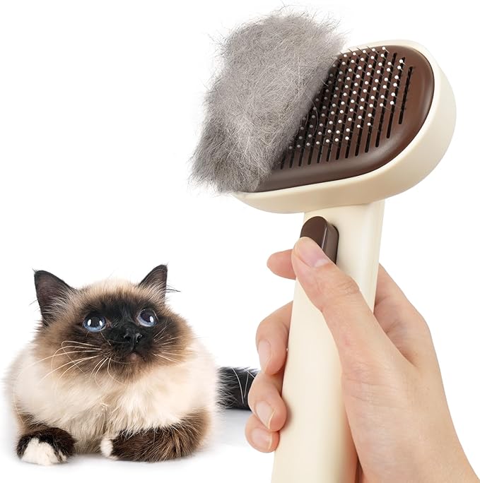 Aumuca Cat Brushes for Indoor Cats Dog Hair Brush for Shedding Long or Short, Brown