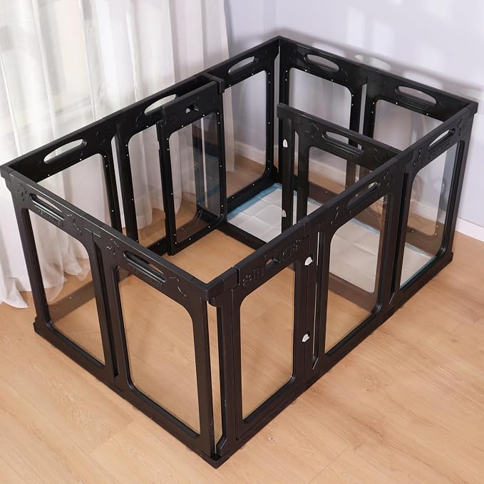 Clear Dog Playpen Extension Panels, 2 Pack, Height 30 inch, Black