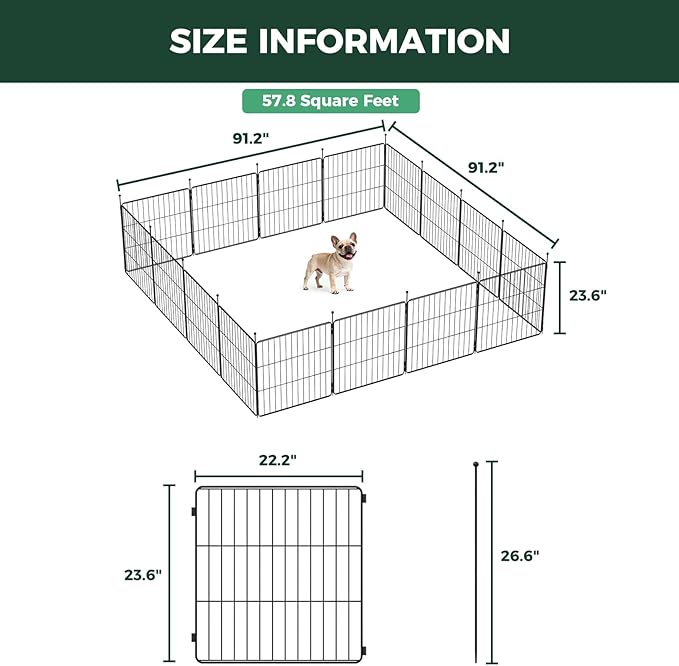 FXW MiniPaws Unleashed Dog Playpen, 24in 16 Panels