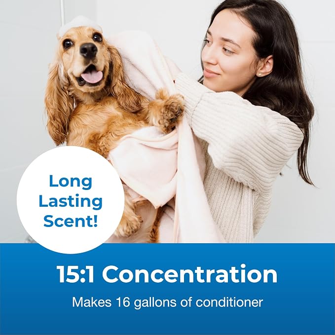 PetAg Fresh ’n Clean Conditioner, Classic Fresh Scent (15:1 Concentrate) - 1 Gallon - Moisturizes with Vitamin E & Aloe Vera - Strengthens & Repairs Coats - Soap Free