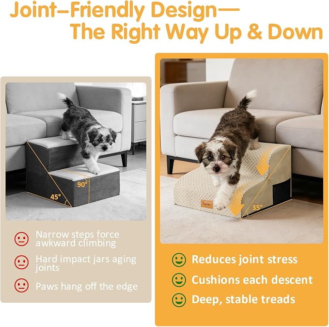 Topmart High Density Foam Pet Steps 2 Tiers,11.8" High,Non-Slip Dog Stairs,Soft Foam Dog Ramp Ladder,Best for Injured,Older Cats,Pets with Joint Pain,Suitable for Low Sofas,Stairs,Lower Place