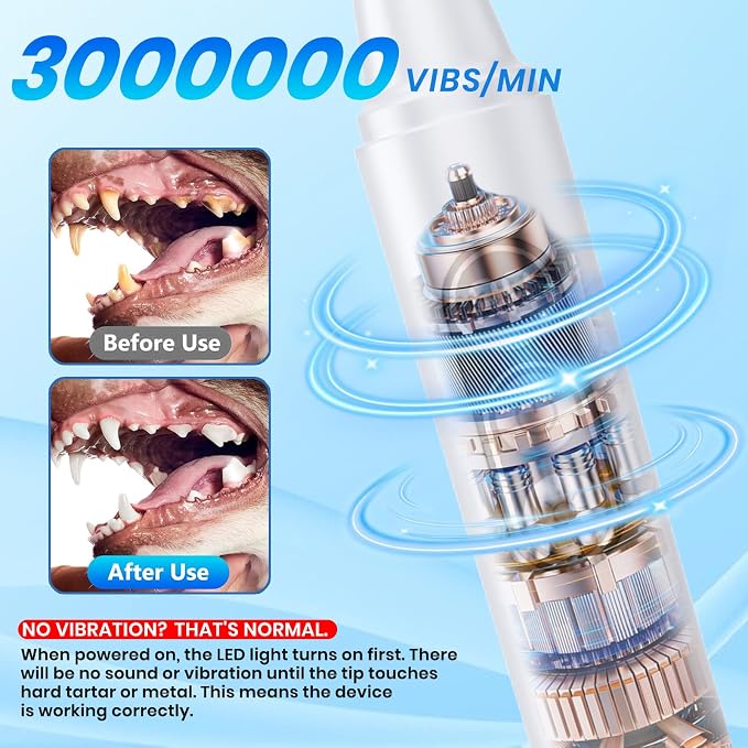 Dog Plaque Remover for Teeth,with UV Sanitizing Chamber | Stores & Sanitizes Metal Tips After Use,6 Cleaning Modes for Different Needs,dog teeth cleaning,plaque remover for teeth