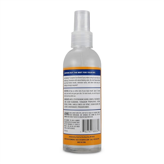 Arm & Hammer Complete Care Dog Dental Spray, Mint Flavor, Easy Brushless Dog Breath Freshener, Baking Soda Enhanced Formula for Fresh Dog-Breath, 6oz (Pack of 2)