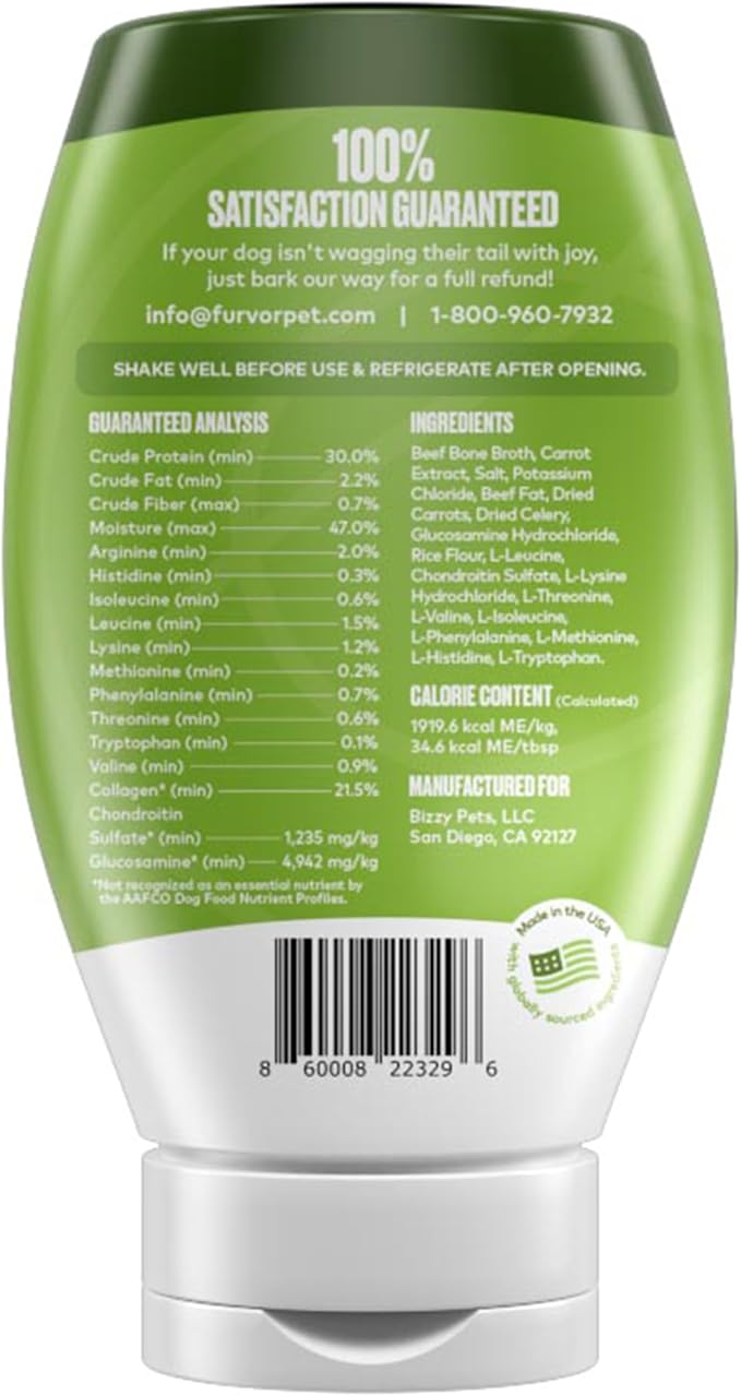 Furvor Beef Mobility Support Bone Broth Concentrate for Dogs - 12oz, 20 Servings