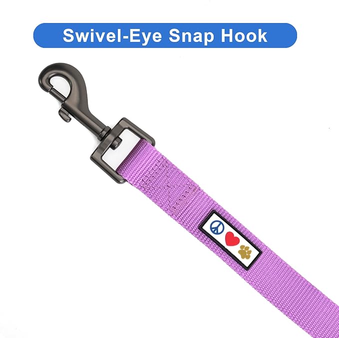 Pawtitas Solid 6 ft Orchid Dog Leash XXS/Cat Custom Name and Phone Embroidery Strong Nylon Leash for Small Breeds
