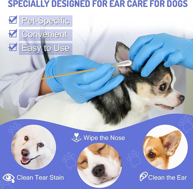 600pcs Professional Dog Ear Swabs, Specially Designed for Dogs (Large)