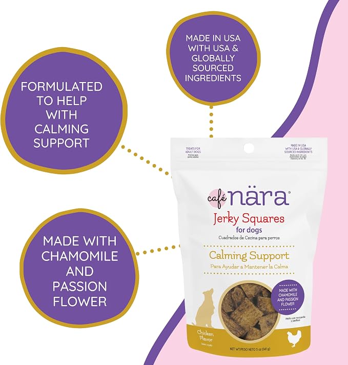 Café Nara Jerky Squares for Dogs, Calming Support, 5 oz