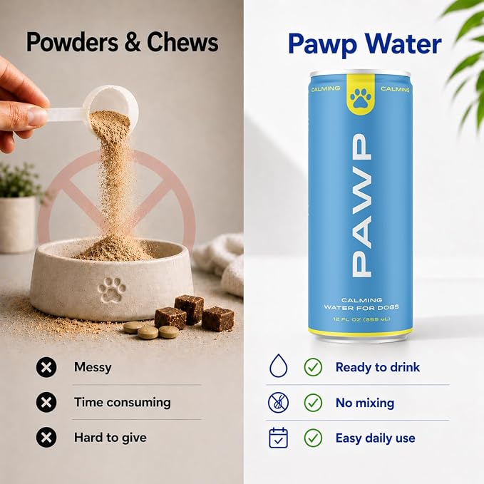 Calming Hydration for Dogs by PAWP WATER, L-Theanine, L-Tryptophan, 12 oz