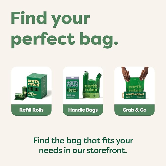 Earth Rated Dog Poop Bags, Guaranteed Leakproof and Extra Thick Waste Bag Single Refill Rolls for Dogs, Unscented, 315 Count