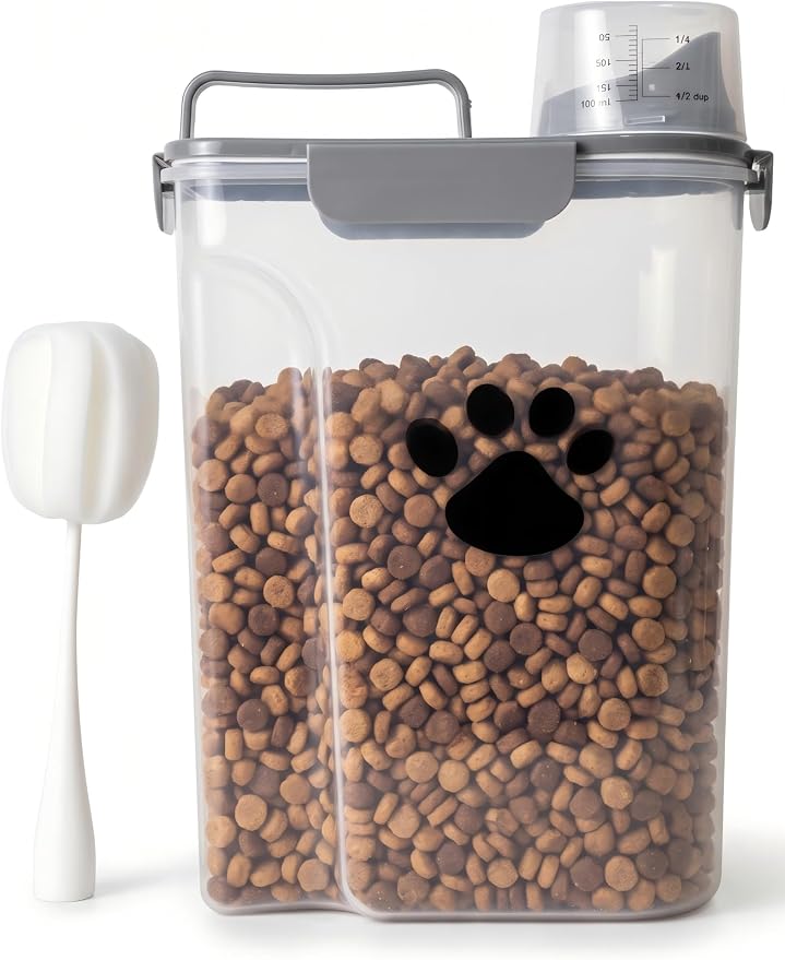 5-7Lbs Dog Cat Food Storage Container with cleaning brush