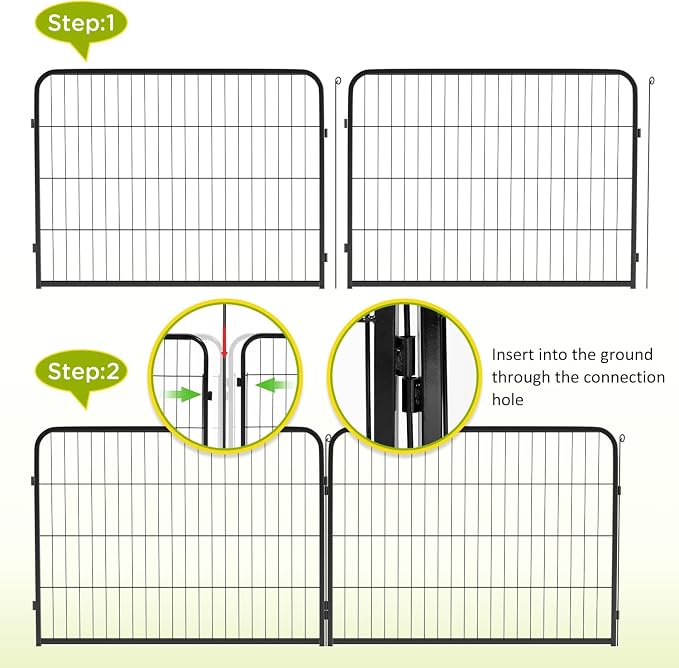BestPet | Dog Playpen | 24 Inch, 12 Panels | Heavy Duty Metal Pet Exercise Pen | Indoor Outdoor Fence Panels | Rust-Resistant, Removable, Tool-Free Setup | Anti-Skid, Expandable Design