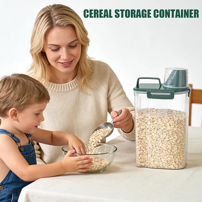 3 Lbs Pet Dog Food Storage Container for Bird Seed Rice Flour, 3 Lbs, Green