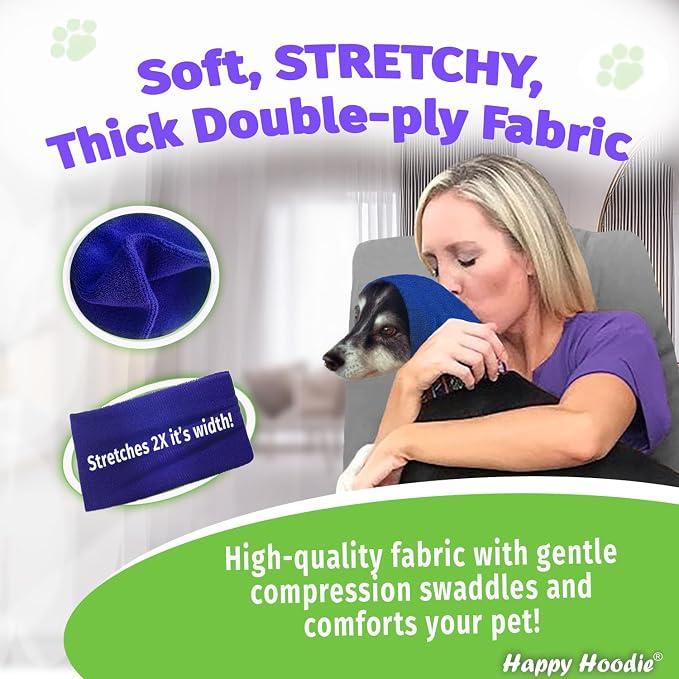Happy Hoodie The Original Dog & Cat Calming Band - American Brand - Anxiety Relief/Noise Protection-Grooming-Thunder-Fireworks (Large, Purple) - Since 2008 (Pack of 2)