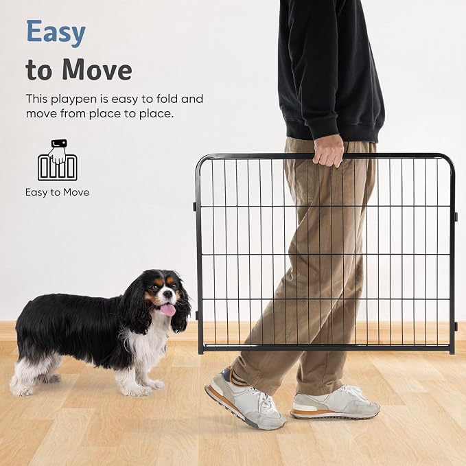 DUMOS Dog Playpen Indoor/Outdoor, Metal, 24in, 40 Panels, Foldable with Door