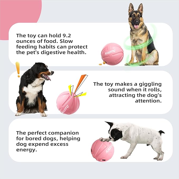 KADTC XL, Rolling Dog Treat Dispenser Toys Wobble Giggle Ball Slow Feeder | Basketball Design | Adjustable Flow | 2-Cup Capacity | Tough Shell | Energy-Burning Play, Mental Stimulation, Boredom Relief