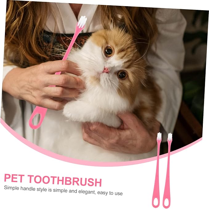 LIOOBO 2Pcs Portable Pet Toothbrush Soft Bristle Cat Dog Tooth Cleaners for Oral Care Comfortable Design for Pets Durable and Multi Functional