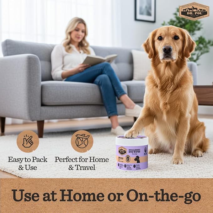 Dr. Pol Pet Eye Wipes, Hypoallergenic Grooming Wipes, 100 Count