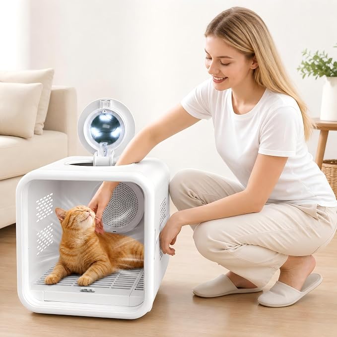 Pet Dryer Box Cat Dryer Small Dog, Petting Window Physical Button
