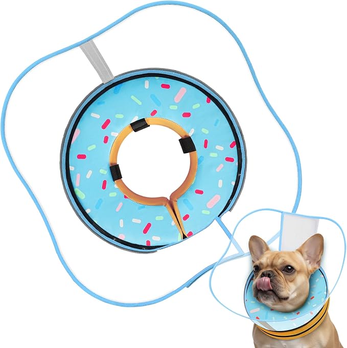 Supet Sponge Dog Cone Collar Stop Licking After Surgery, Dog Donut Collar | Adjustable Dog Recovery Collar Alternative, Detachable Shield, Soft, Comfy Cone, Neck Pillow for Medium Dogs