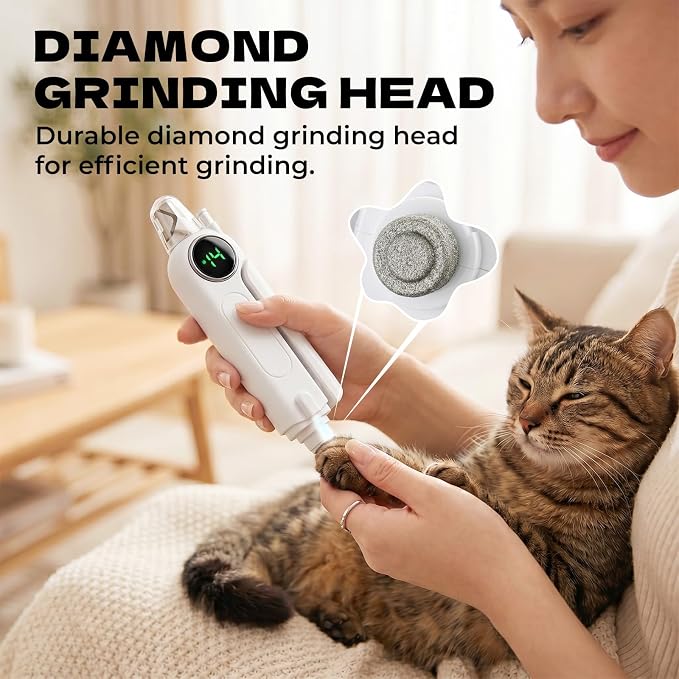2-in-1 Pet Nail Clipper with LED Light & Digital Display - White