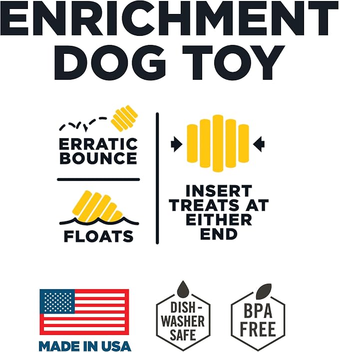 Hive Chew Toy for S/M Dogs – Yellow/Unscented – Chew, Fetch, & Treat-Dispensing Enrichment Toy, Floats, Made in USA, Pairs with Hive Chew Sticks for S/M Dogs for Longer-Lasting Play