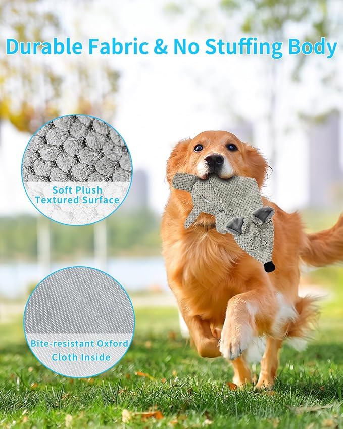 Dog Toys, Squeaky Plush No Stuffing Crinkle Dog Toy for Small Medium Large Dogs, Interactive Puppy Teething Water Bottle Dog Chew Toy (Mouse)