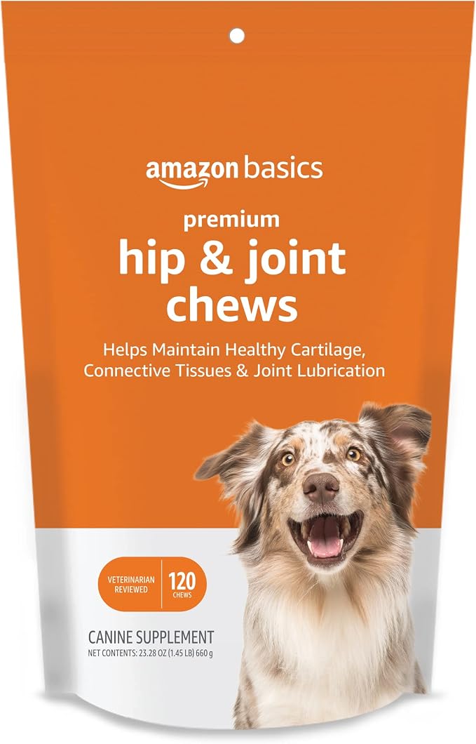 Amazon Basics Premium Dog Hip & Joint Supplement Chews with EPA and DHA, 120 Count (Previously Solimo)