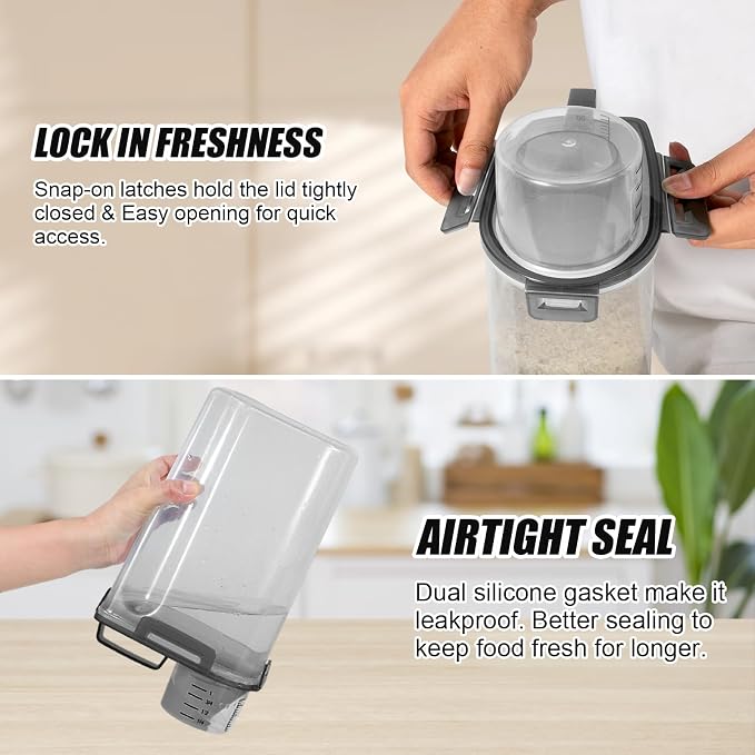2 Pack 3 Lbs Pet Dog Cat Food Bird Seed Storage Containers for Travel -Grey