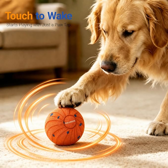 Interactive Dog Ball Toy, Automatic Rolling & Bouncing, 3.2" Orange, E-TPU | Medium & Large Dogs, 2-in-1 Fetch Toy, 3 Play Modes, Chew Resistant, USB Type-C Rechargeable, Waterproof