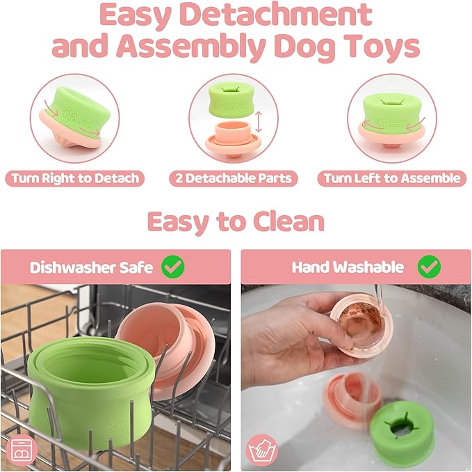 Puzzle Feeder Dog Puzzle Toys, Interactive Enrichment Dog Toys for Mental Stimulation, Slow Feeding, Treat Dispensing, and Freezable Fun to Keep Them Busy,Pink