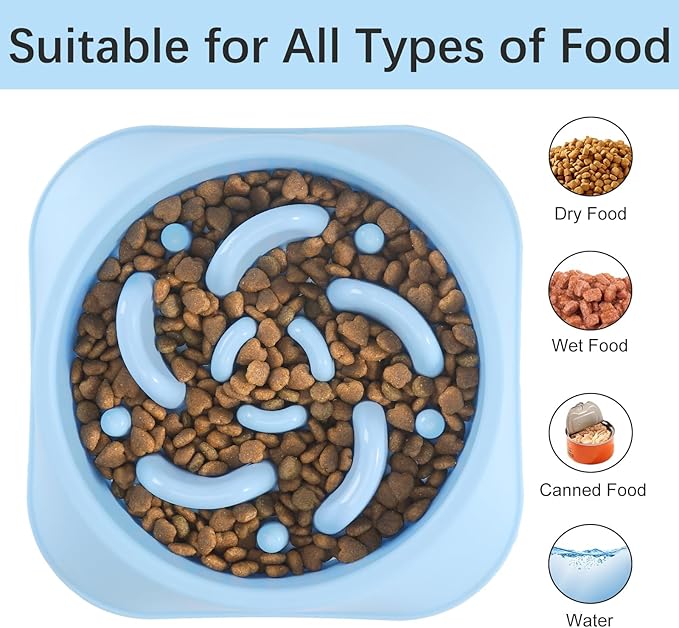 MateeyLife Slow Feeder Dog Bowls 2PCS, Anti-Choking Puzzle Dog Food Bowls, Anti-Slip Interactive Feeding Slow Down Eating, Bloat Stop Maze Dishes for Medium Breeds