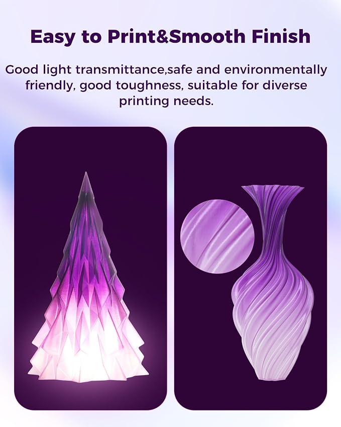 Sovol 3D Printer PETG Filament 1.75mm, Gradient Multicolors Filaments Material, 1kg (2.2lbs), Dimensional Accuracy +/- 0.03 mm, Fit Most FDM Printer, Purple