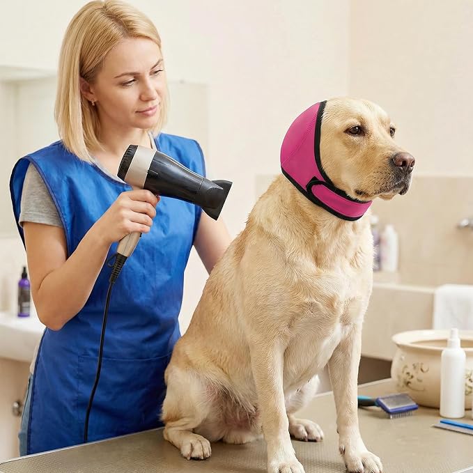 Dog Ear Muffs &No Flap Ear Wraps for Dogs for Swimming, Bath & Noise Anxiety Relief – Waterproof Ear Covers for Aural Hematoma Prevention, Quick-Dry Calming Hoodie for Grooming, Fireworks, Vet Visits