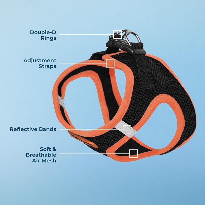 Voyager Step-in Air Dog Vest Harness - Black/Orange Trim, Small | 14.5-16" in Chest, Reflective Bands, All Weather Breathable Air Mesh, Cats Compatible, Lightweight, Fast Drying