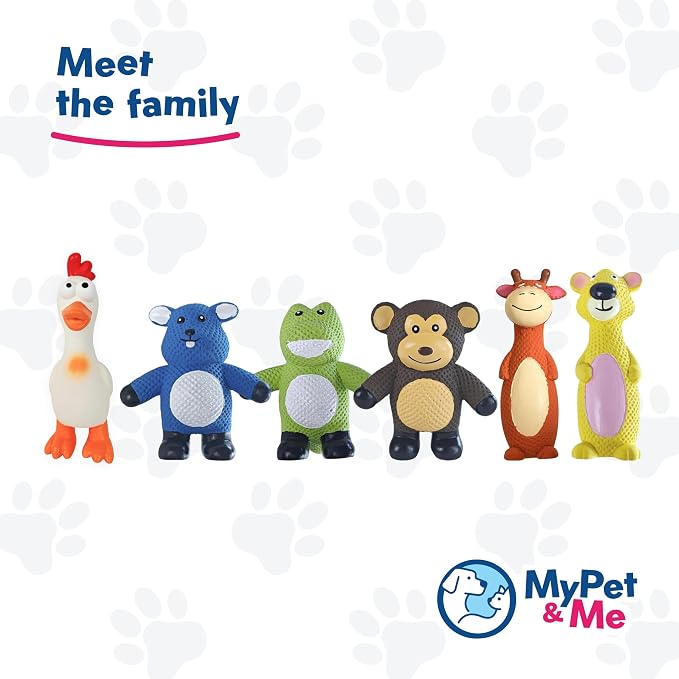 My Pet & Me Rubber Squeaky Dog Toys for Small Dogs and Puppies, Soft Latex Squeak Toy for Light to Moderate Chewers, Teething and Fetch Play with Squeaker (Blue Mouse, 4.3 Inch)