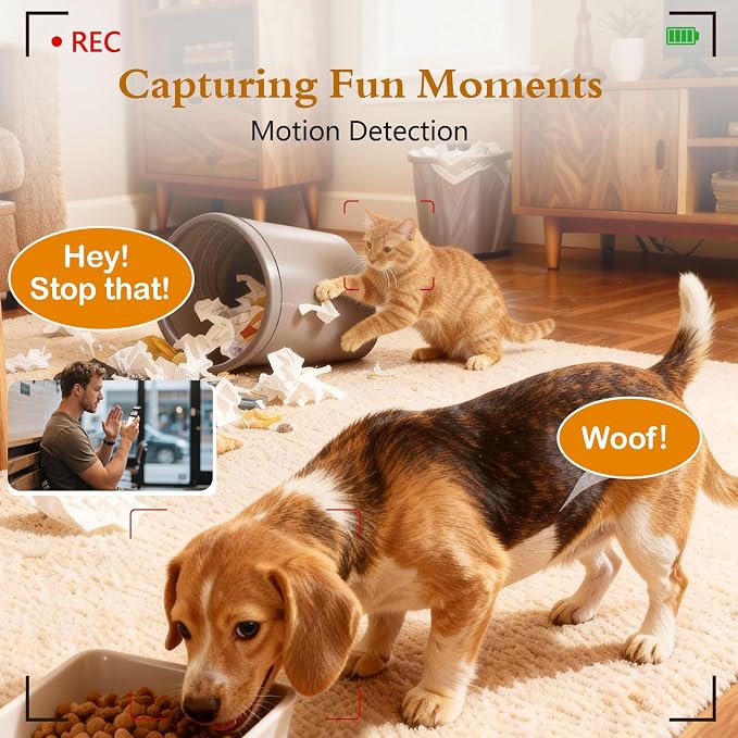 Yakry Automatic Dog Feeder with Camera - 8L/33 Cups Smart Pet Feeder for Small/Medium Dogs & Cats, 5GHz/2.4GHz WiFi App Control, 1080P HD Night Vision, 2-Way Audio, Timed Dry Food Dispenser Indoor
