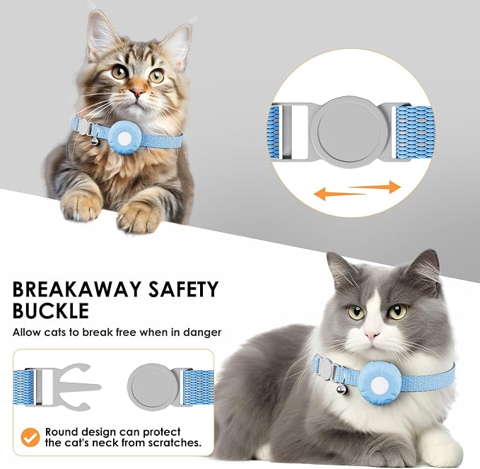 GPS Tracker for Cats-No Monthly Fee Cat Tracker,Compatible with Apple Find My App (Only iOS), Waterproof Pet Tracker,Real-Time Cat Trackers Collar for Pets,Kids,Luggage | 367-Day Battery Life|(Blue)