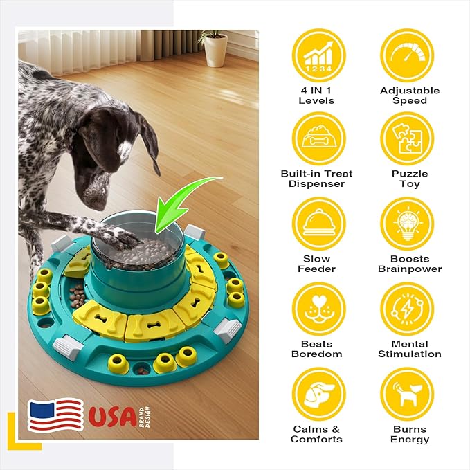 KADTC Dog Puzzle Toy, XL Size, 4 Levels of Step-by-Step Challenge, Push-to-Release Treat Dispenser, Beginner to Advanced, Slow Feeder & Mental Stimulation for Smart Dogs Enrichment Toys