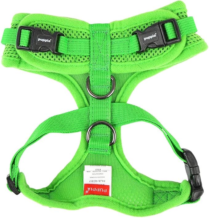 Authentic Puppia RiteFit Harness with Adjustable Neck, Green, Small