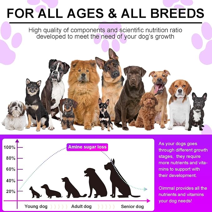 15 in 1 Dog Vitamins Supplements -150PCS-Multifunctional Supplements for Dogs-Glucosamine Chondroitin for Joint Support with Probiotics for Gut & Immune Health and Skin & Heart Health