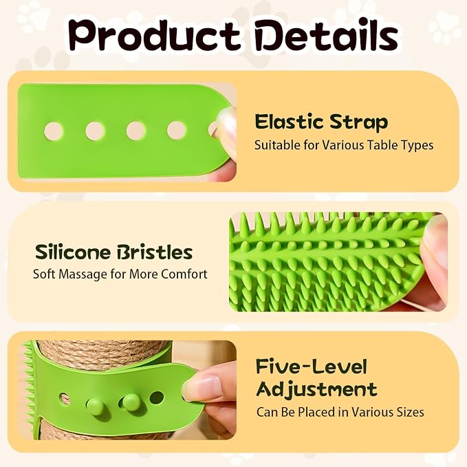 2026 new cat self-cleaning brush, silicone beauty belt pad, adjustable silicone cat comb brush, multifunctional cats comb massager suitable for furniture, sofas, and chair legs (Gray)