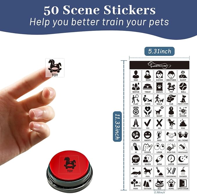 Pet Training Button Stickers, 50 Actions