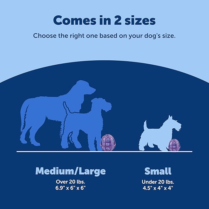 PetSafe Busy Buddy Kibble Nibble Dog Toy - Encourages Natural Instinct Feeding - Patented Treat Meter Design - Rubber Bumpers - Interactive Slow Feeder Ball - Purple - Small
