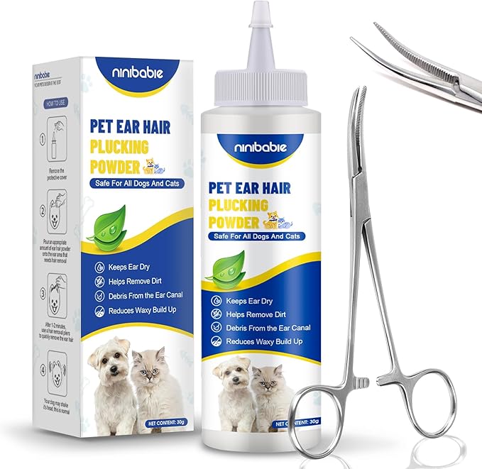 Updated Dog Ear Powder for Hair Removal with 5.5 Inch Hemostat